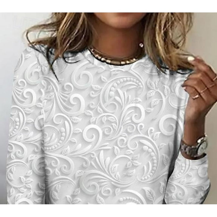 Noelle | Elegant Floral Long-Sleeve Tunic Top