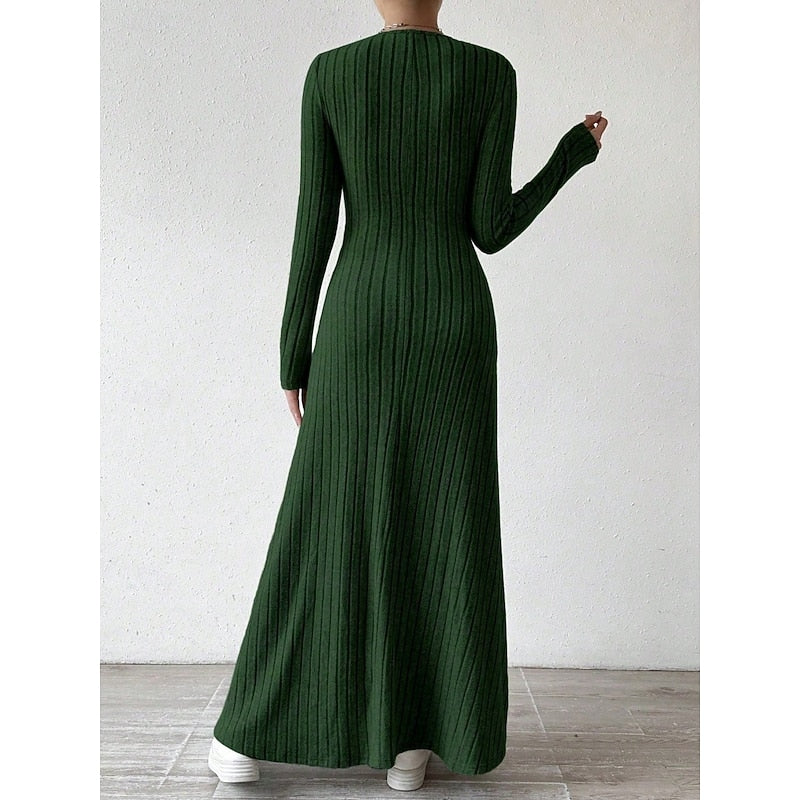 Willa | Ribbed Long-Sleeve Maxi Dress