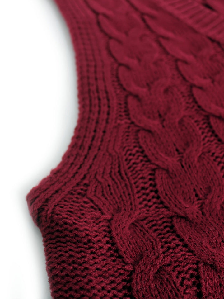 Cora | Cozy Cable-Knit V-Neck Jumper Vest