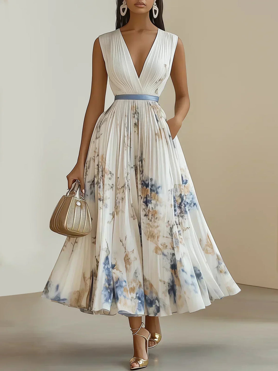 Betty | Elegant Sleeveless Long V-Neck Dress
