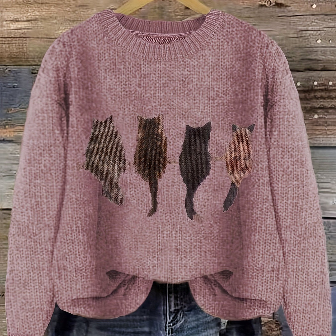 Tamara | Cozy Cat-Print Jumper