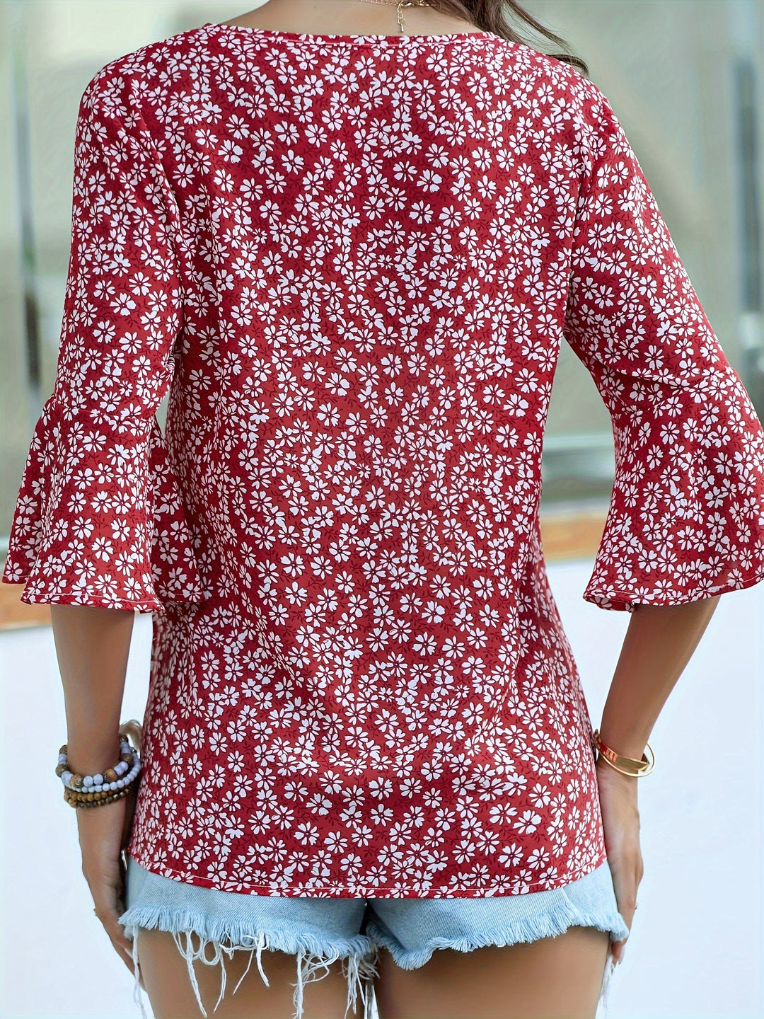 Lorraine | Floral Ruffle-Sleeve Blouse