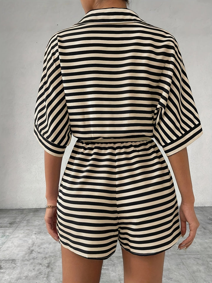 Renata | Belted Striped Romper