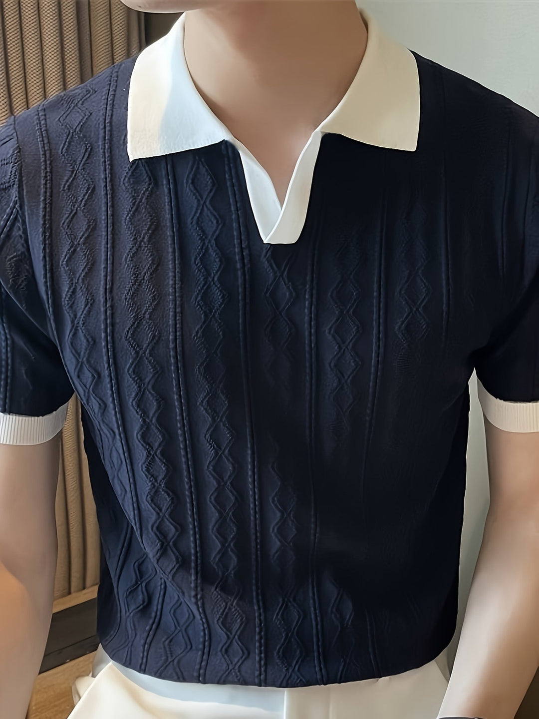 Barrett | Textured Contrast-Collar Polo Shirt