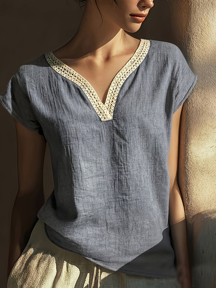 Bonnie | Lace-Trim V-Neck Top