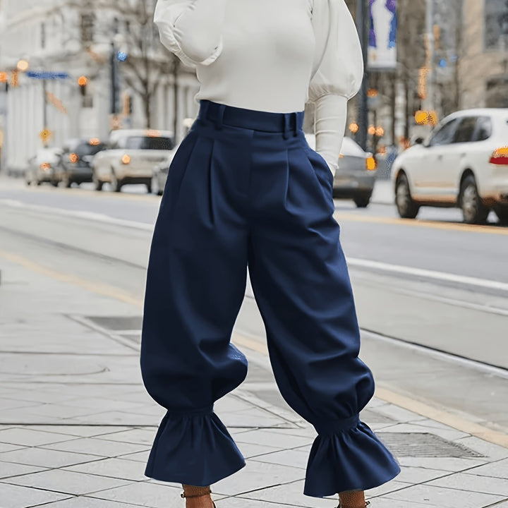Maren | Ruffled-Hem Wide-Leg Trousers