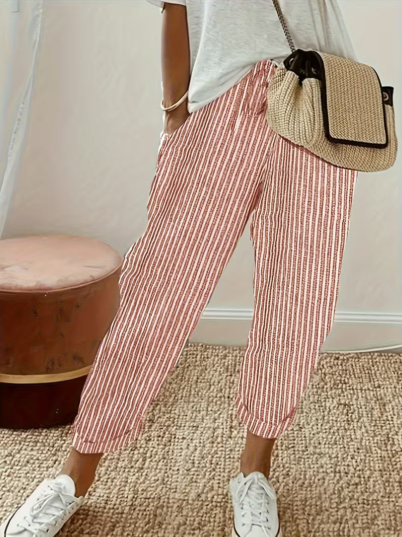 Marley | Striped Wide-Leg Casual Trousers