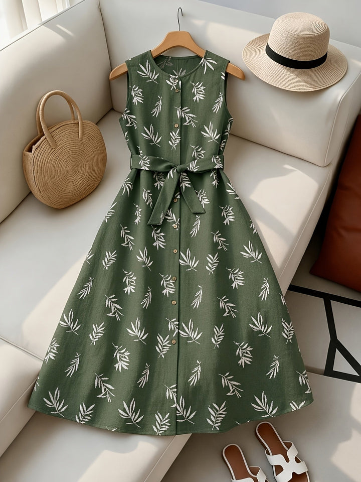 Hazel | Belted Sleeveless Midi Dress