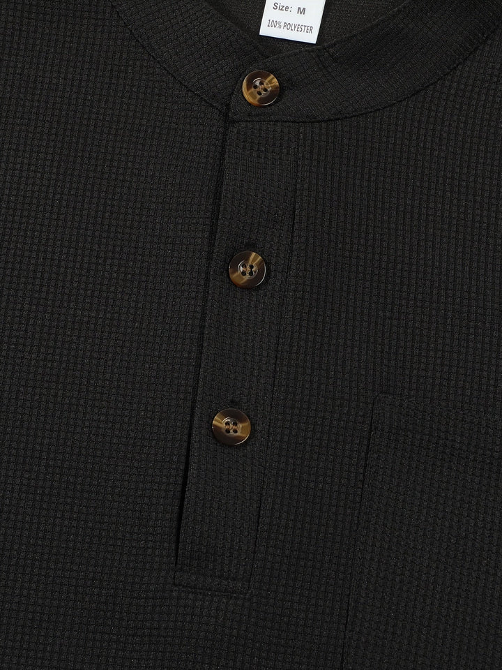 Jonathan | Textured Long Sleeve Henley Shirt