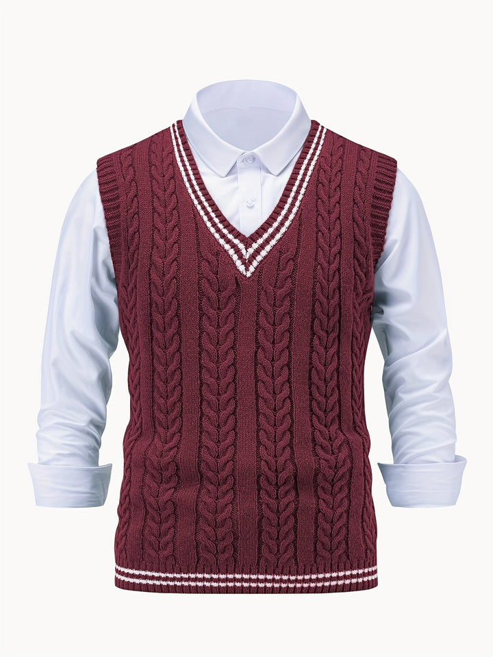 Gideon | Cable-Knit V-Neck Jumper Vest