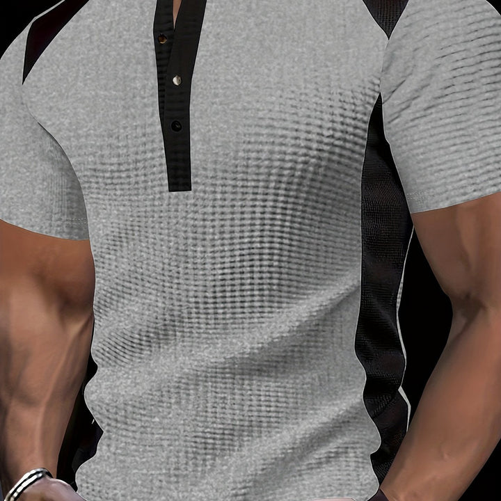 Everett | Textured Contrast Henley Shirt