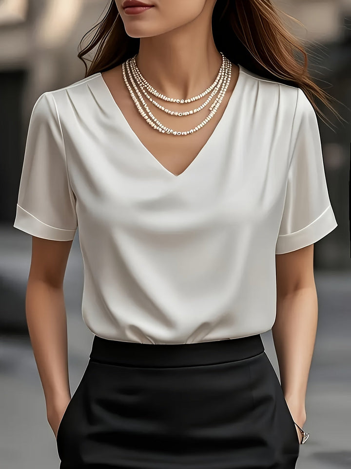 Estelle | Draped V-Neck Blouse