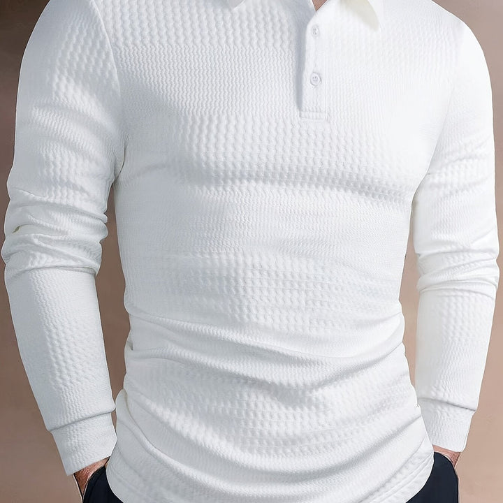 Fletcher | Textured Long-Sleeve Polo Shirt