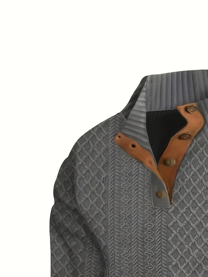 Ronan | Stand Collar Button Henley Jumper