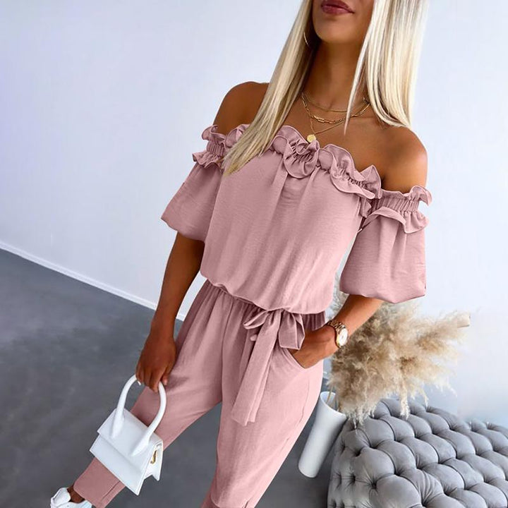 Carmella | Stylish Off Shoulder Tie-Waist Jumpsuit