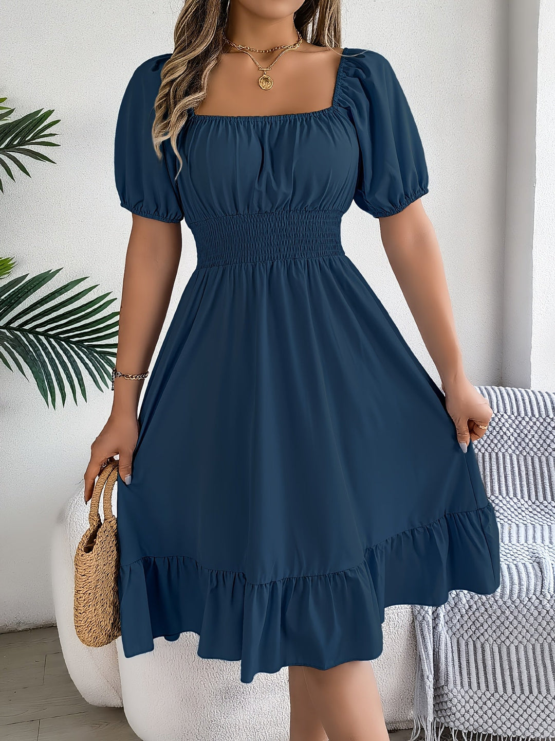 Whitney | Square Neck Ruffled A-Line Dress