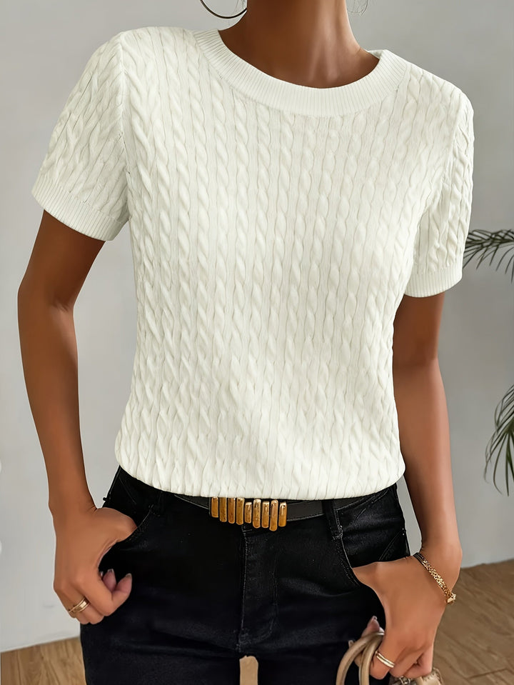 Tabitha | Textured Round Neck Short Sleeve Top
