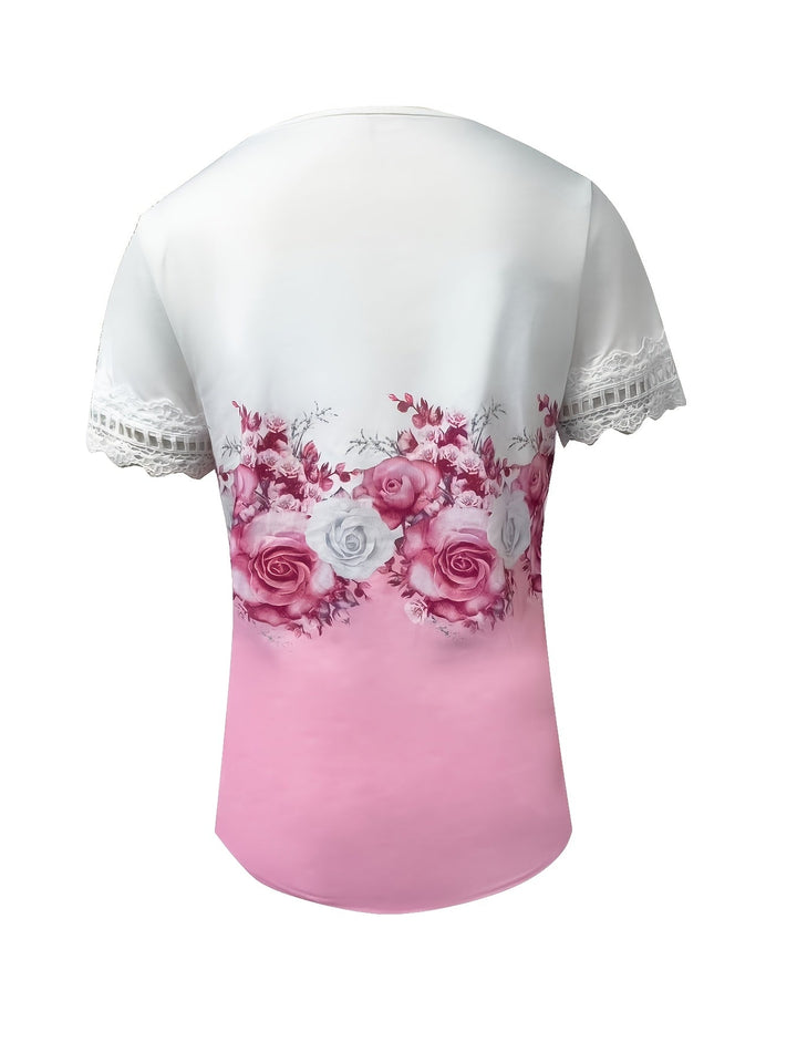 Constance | Lace-Trimmed Floral Top