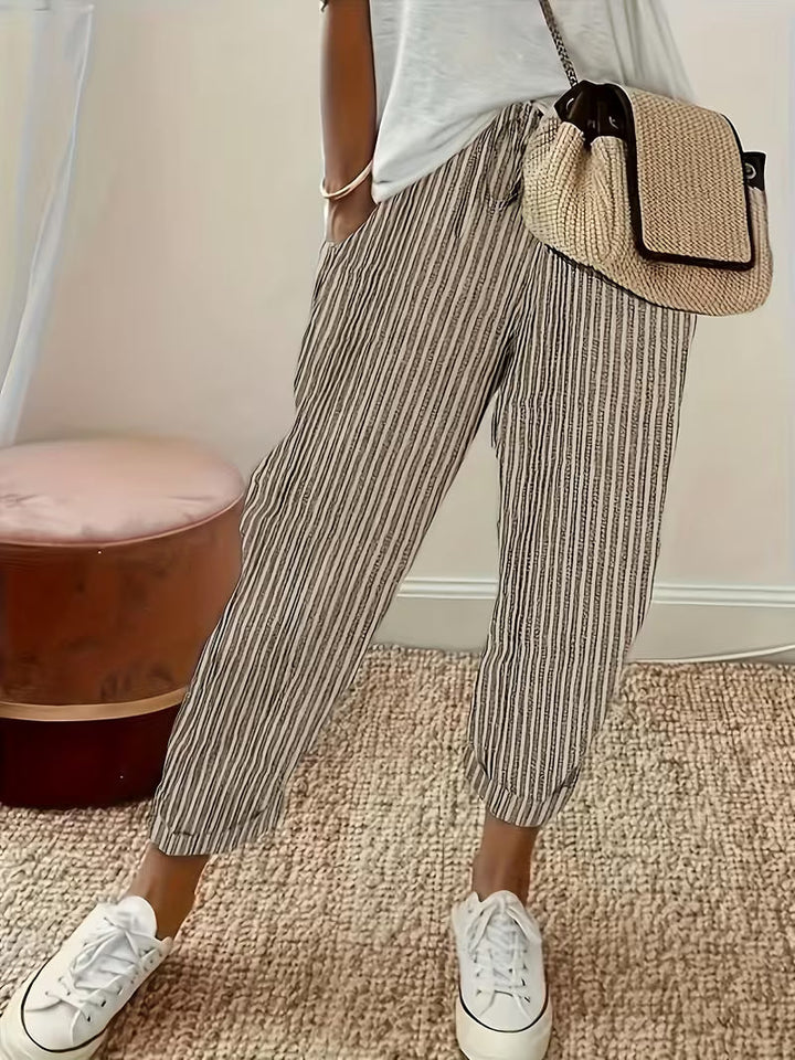 Marley | Striped Wide-Leg Casual Trousers