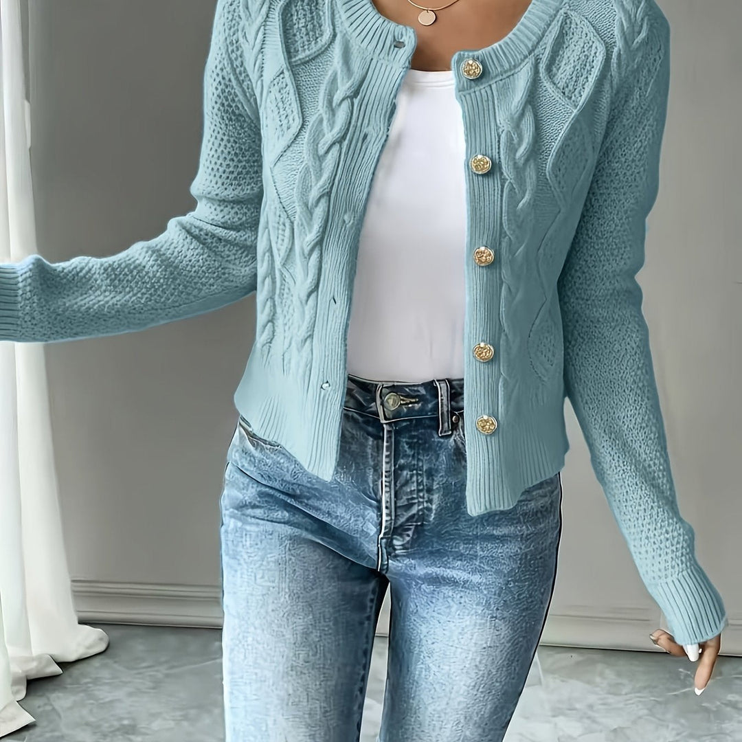 Eleanora | Cable-Knit Button-Front Cardigan