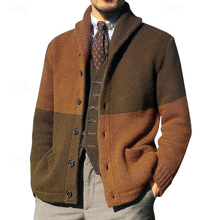 Frederick | colour Block Shawl Collar Cardigan