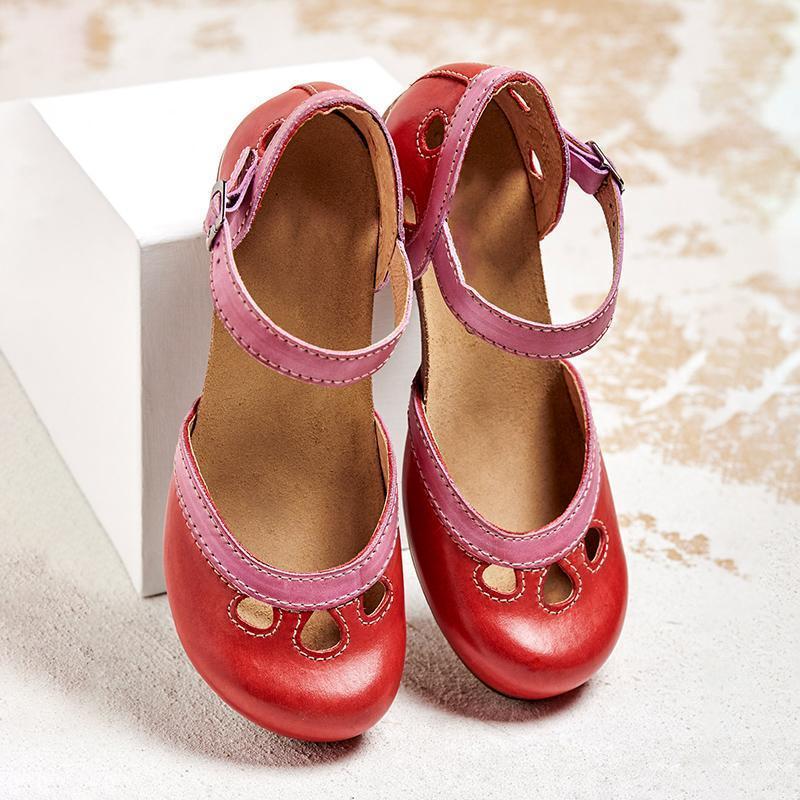 Felicity | Comfort Low-Heel T-Strap Sandals