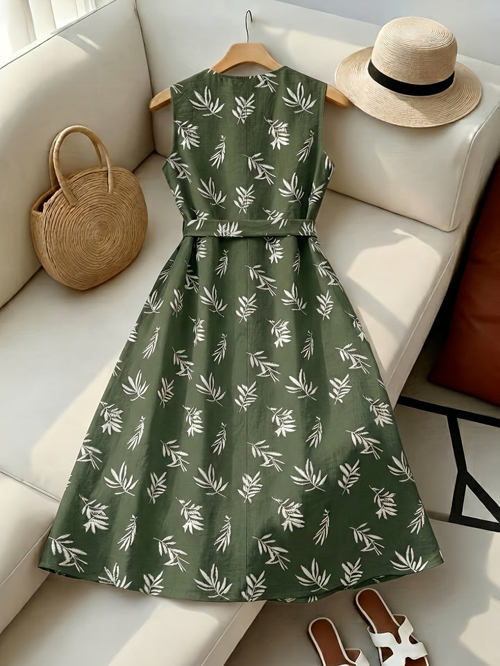 Hazel | Belted Sleeveless Midi Dress