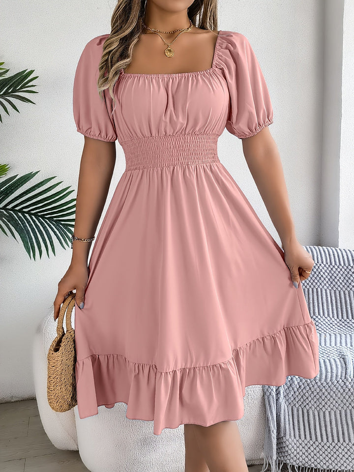 Whitney | Square Neck Ruffled A-Line Dress