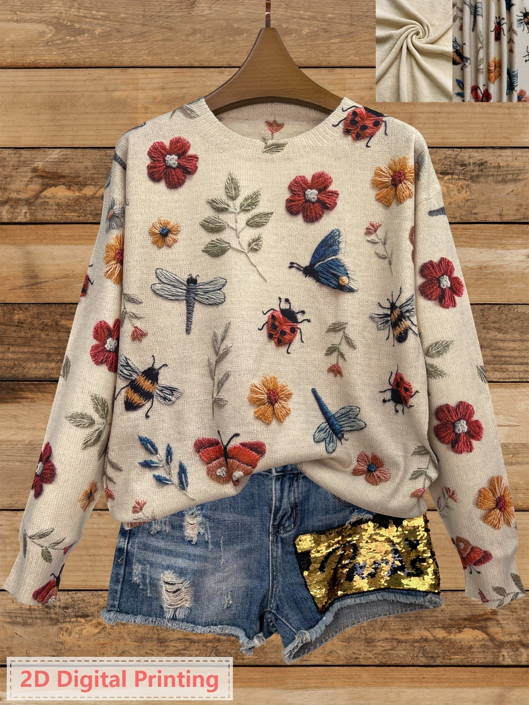 Elsie | Botanical Print Crewneck Jumper
