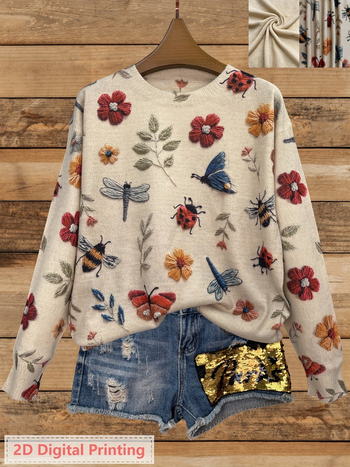 Elsie | Botanical Print Crewneck Jumper