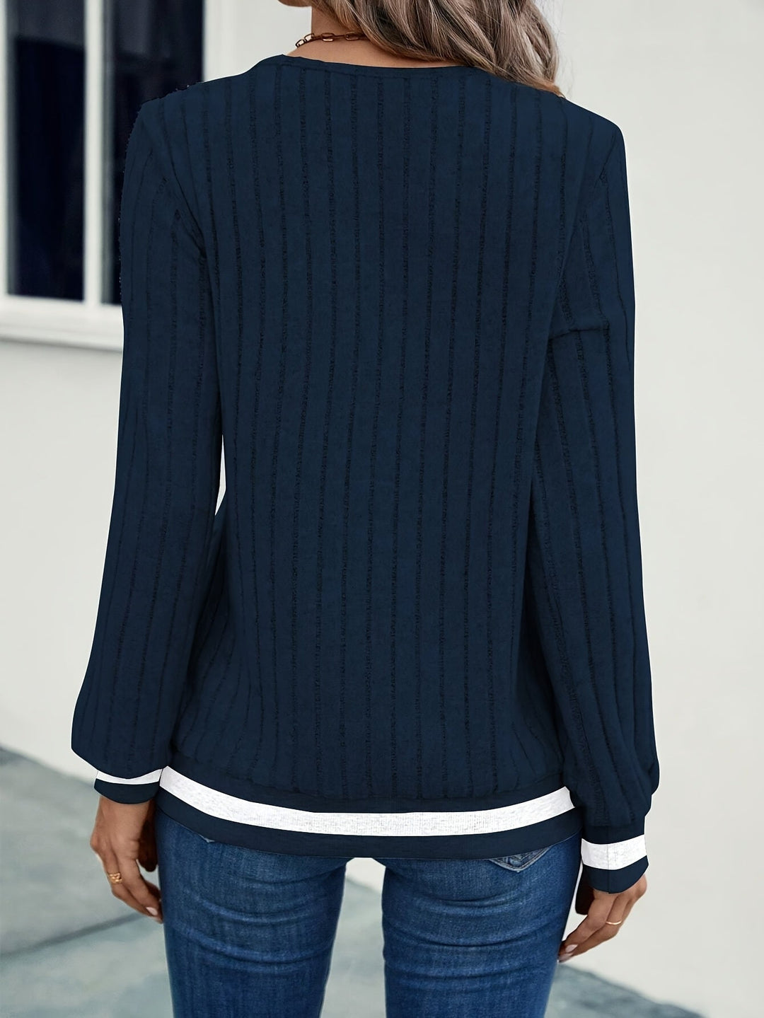 Talia | colour-Block Ribbed Long Sleeve Top