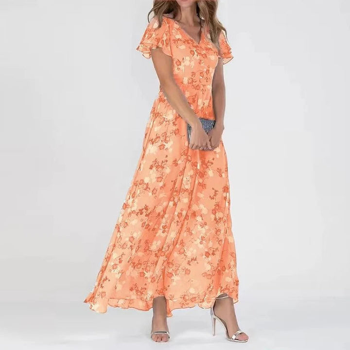 Lilia | Elegant Floral Short Sleeve Dress