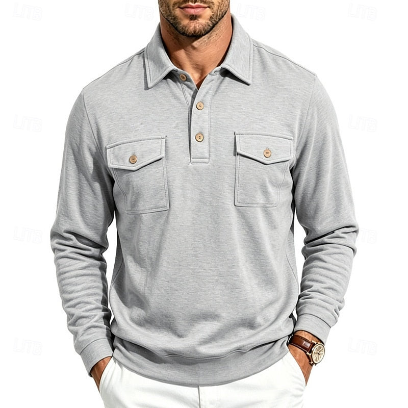 Harold | Refined Long-Sleeve Pocket Polo Shirt