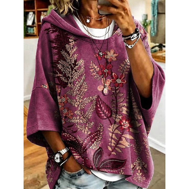 Roberta | Floral Hooded Pullover Hoodie