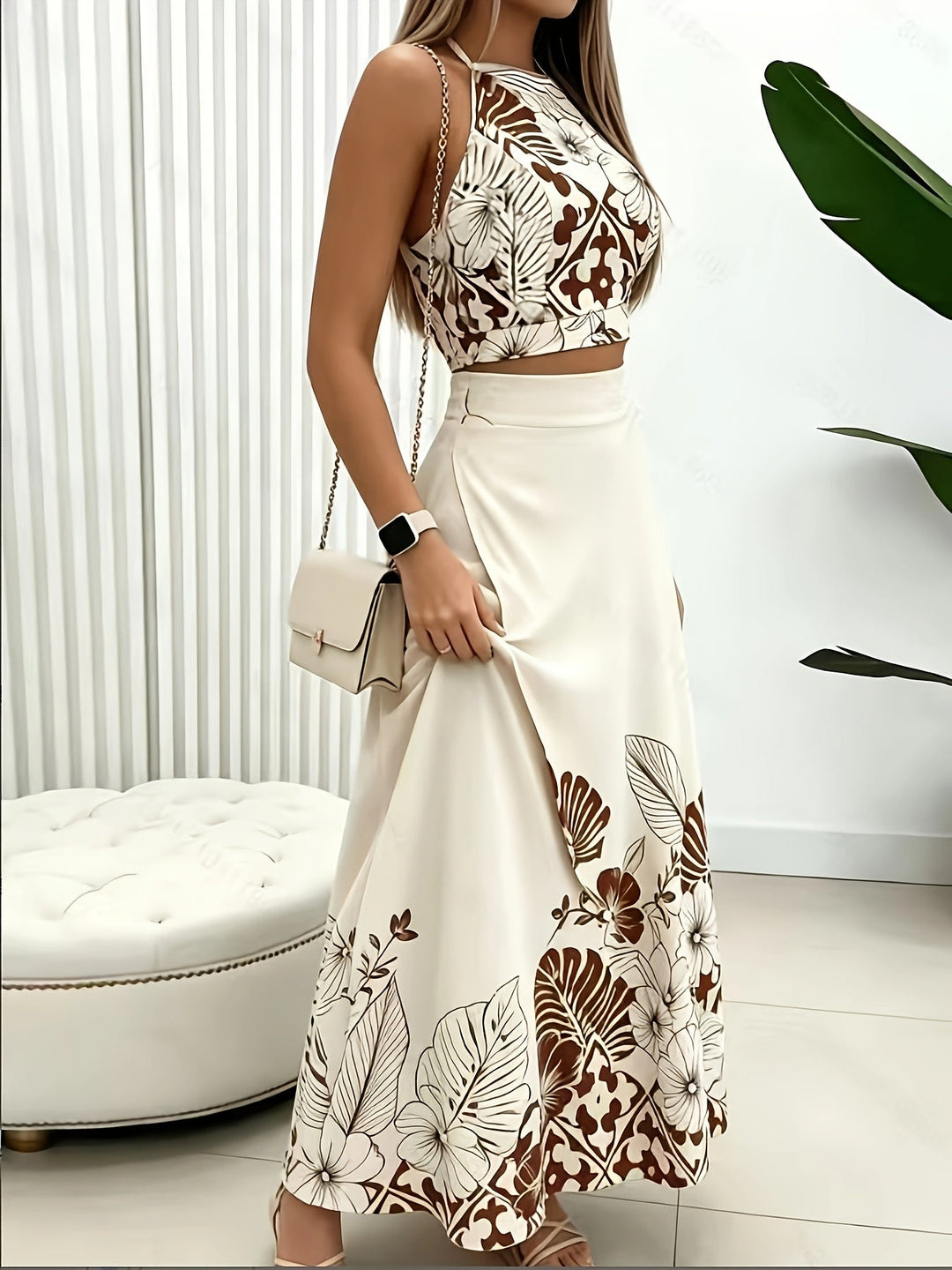 Maura | Tropical Print Two-Piece Skirt Set