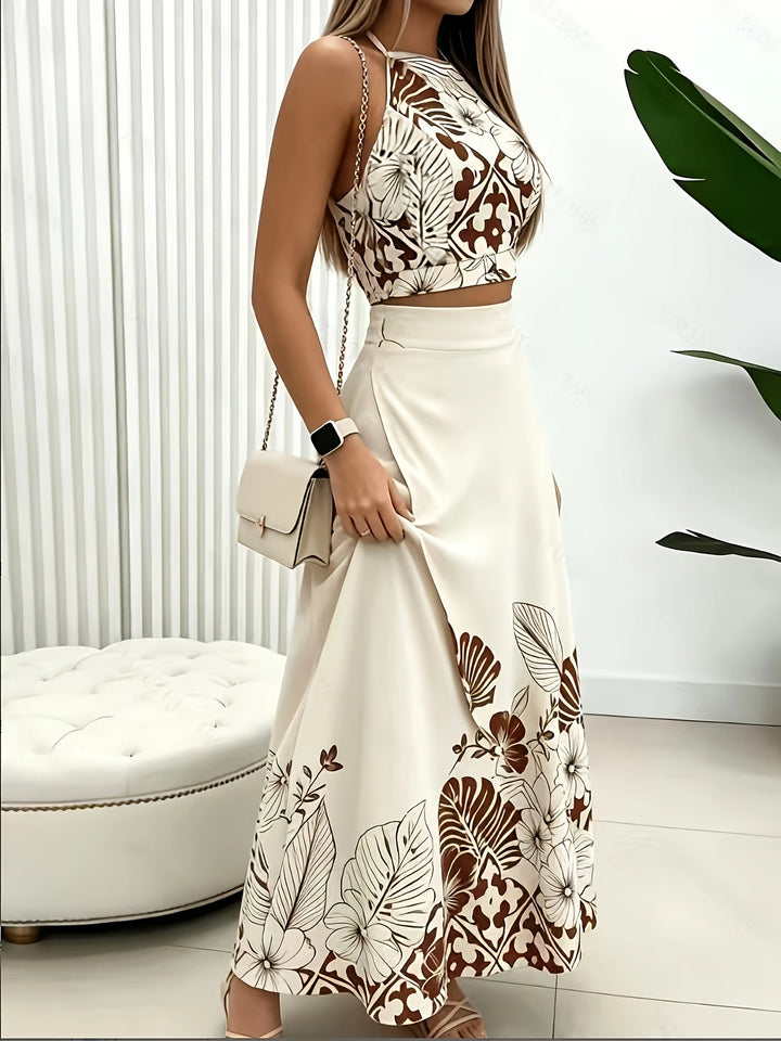 Maura | Tropical Print Two-Piece Skirt Set