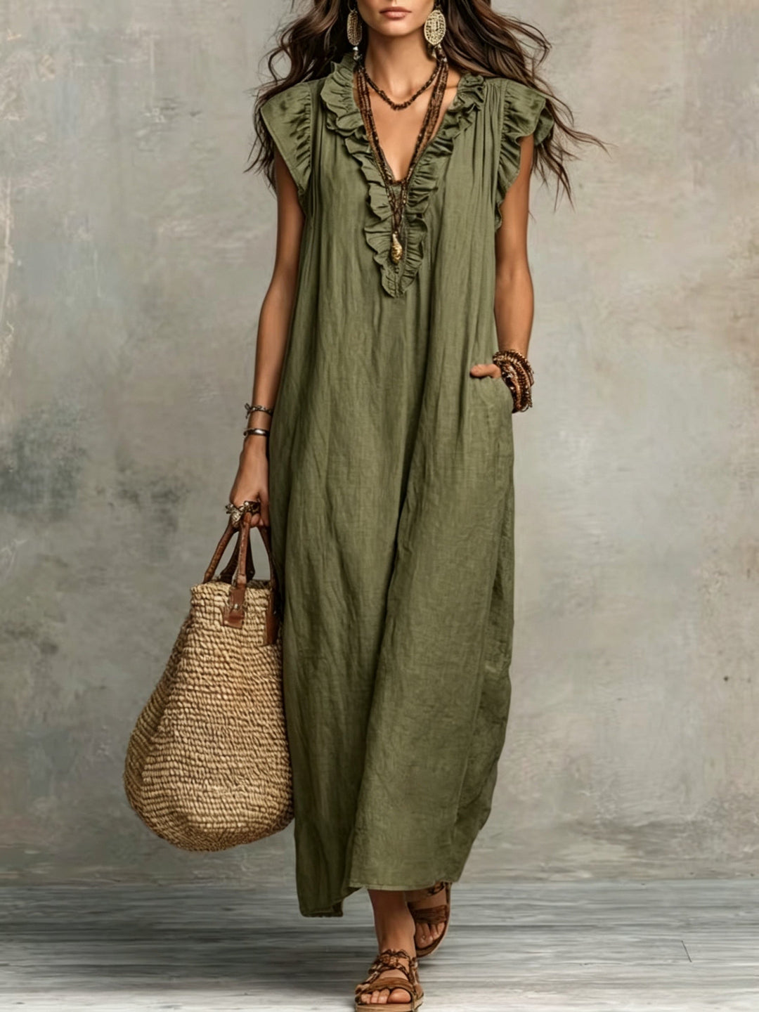 Marisol | Ruffled Bohemian Maxi Dress