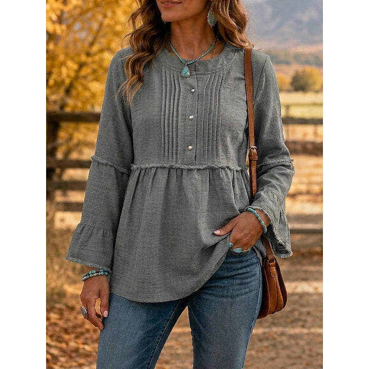 Rosalyn | Pintucked Peplum Blouse