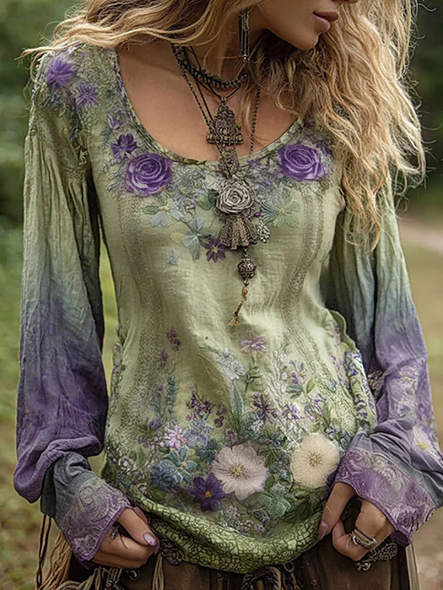 Sienna | Vintage Floral V-Neck Blouse