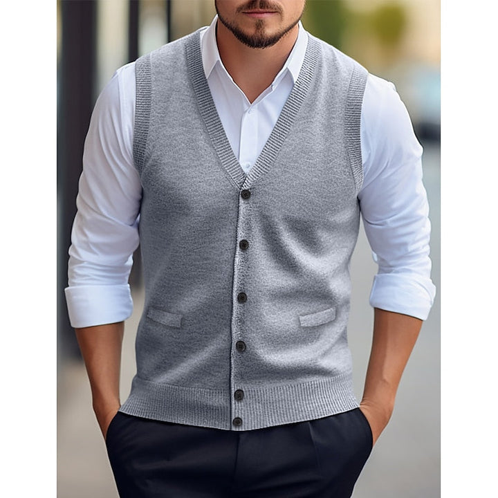 Leonard | Buttoned V-Neck Jumper Vest