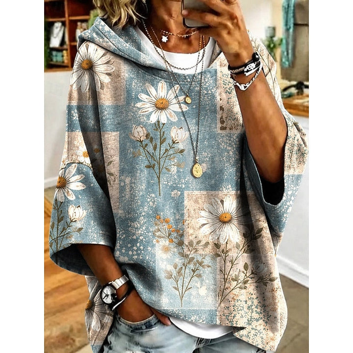 Roberta | Floral Hooded Pullover Hoodie