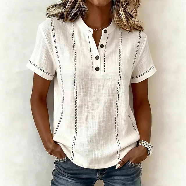 Corinna | Vintage Striped Short-Sleeve Blouse