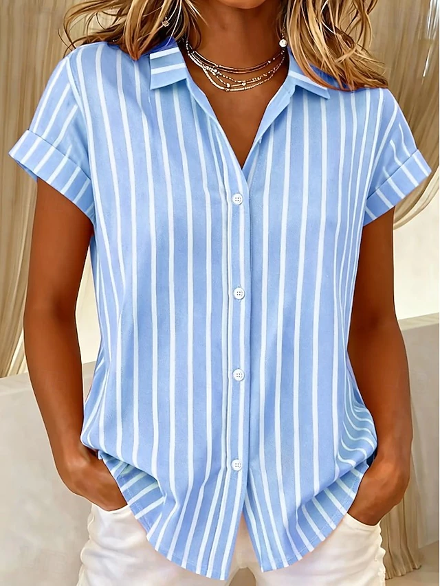 Sylvia | Striped Short-Sleeve Blouse