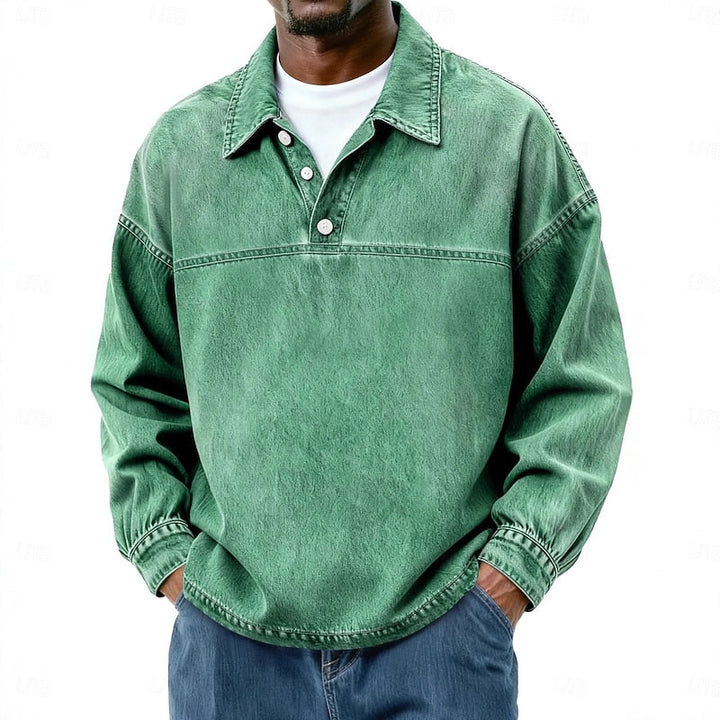 Gabriel | Washed Long Sleeve Polo Shirt