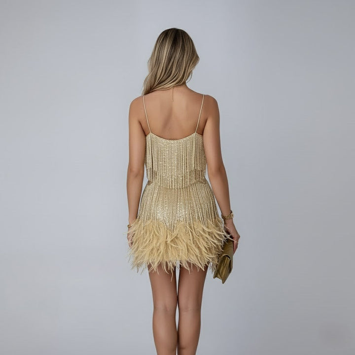 Anastasia | Fringe &amp; Feather Party Dress
