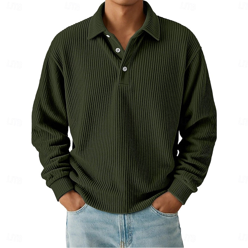 Wallace | Textured Long-Sleeve Polo Shirt