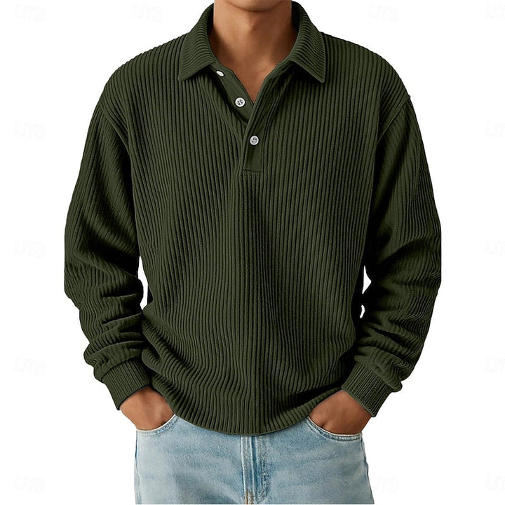 Wallace | Textured Long-Sleeve Polo Shirt