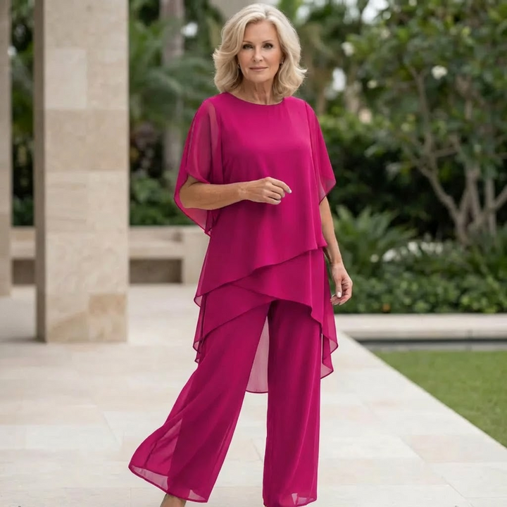Valeria | Elegant Draped Palazzo Trousers Set