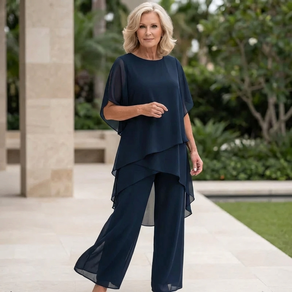 Valeria | Elegant Draped Palazzo Trousers Set