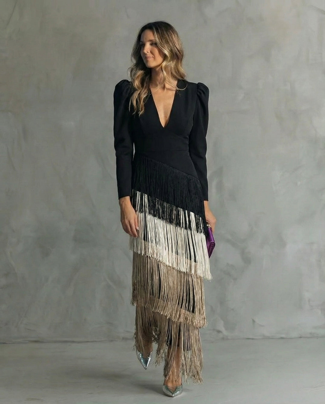 Celina | Flowy V-Neck Long Sleeve Dress